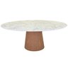 Mesa de Jantar Cone Oval 180x100 Cm Tampo Marmorizado Calacata Bronze - Base Freijó - 1