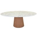Ver imagem 1 de Mesa de Jantar Cone Oval 180x100 Cm Tampo Marmorizado Calacata Bronze - Base Freijó