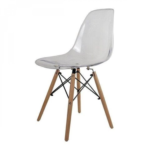 Cadeira Base em Madeira Natural Eames Dsw-m Transparente