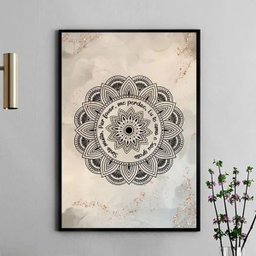 Quadro Mandala Ho'oponopono - Bege 33x24cm - com Vidro:moldura Preta - 1 Quadro Mandala Ho'oponopono - Bege 33x24cm - com Vidro:moldura Preta - 1