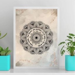Quadro Mandala Ho'oponopono - Bege 33x24cm - com Vidro:moldura Preta - 2 Quadro Mandala Ho'oponopono - Bege 33x24cm - com Vidro:moldura Preta - 2