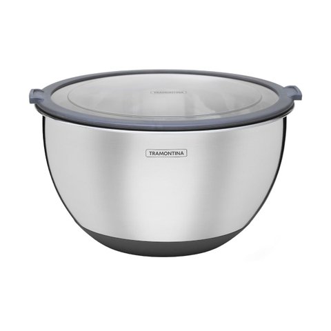 Bowl Tramontina Cucina em Aço Inox com Tampa Plástica 25 Cm 5 Litros