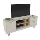 Ver imagem 3 de Rack Michigan Off White/Carvalho para TV até 60 Polegadas 04 Portas 02 Gavetas e Pés de Madeira - Ar