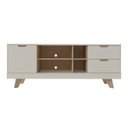 Ver imagem 5 de Rack Michigan Off White/Carvalho para TV até 60 Polegadas 04 Portas 02 Gavetas e Pés de Madeira - Ar