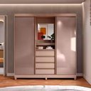 Ver imagem 1 de Guarda Roupa Casal Fortaleza Ii 2 Portas de Correr 4 Gavetas MDP Avelã-Cappuccino Bartira Móveis
