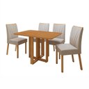 Ver imagem 2 de Conjunto Sala de Jantar 4 Lugares Retangular Tampo MDF Mesa Tessera com Cadeiras Pés Madeira Jade