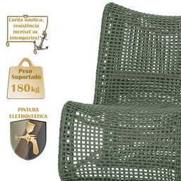2 Poltronas e Mesa Texas em Alumínio Pintura Fendi Corda Náutica Trama Original - 4