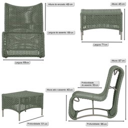 2 Poltronas e Mesa Texas em Alumínio Pintura Fendi Corda Náutica Trama Original - 2