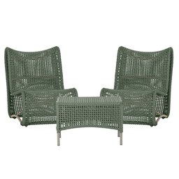 2 Poltronas e Mesa Texas em Alumínio Pintura Fendi Corda Náutica Trama Original - 1
