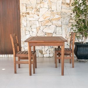 Conjunto Mesa Jantar 6 Lugares 130x88cm com 6 Cadeiras - Madeira Maciça - Acabamento Jatobá