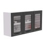 Armário de Cozinha Aéreo Titanium 3 Portas 52x105cm em Aço e Vidro Grafite - 1