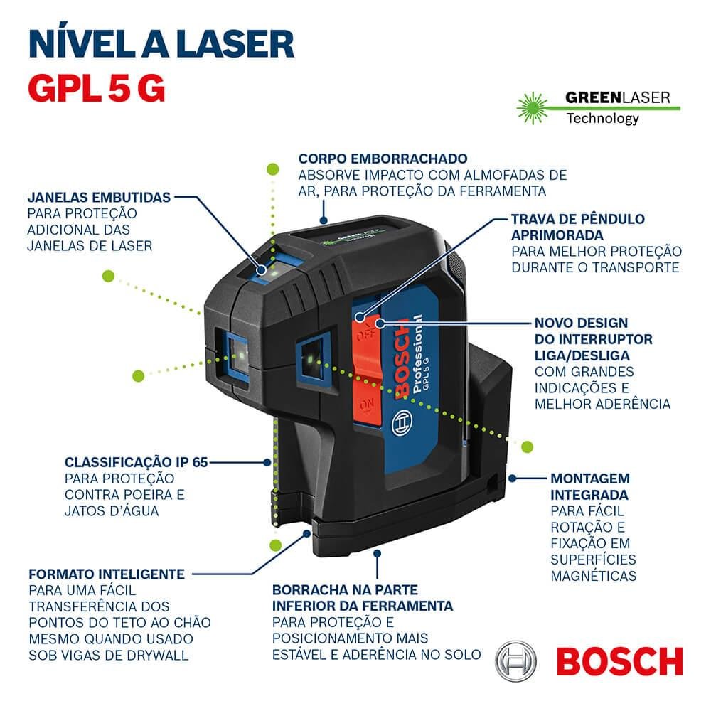 Nível laser verde Bosch GPL 5 G de 5 pontos - 6
