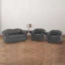 Ver imagem 1 de Conjunto 1 Namoradeira + 2 Poltronas Chesterfield Merlô Suede Cinza Chumbo / Decoração, barbearia, s