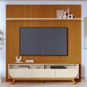 Ver imagem 2 de Rack para Sala com Painel Ripado para Tv 75 Pol Lavine M07 Cinamomo Off White - Lyam Decor