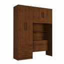Ver imagem 3 de Guarda-Roupa Solteiro com Cabeceira 4 Portas Cancun Yescasa Marrom/Jequitibá/Avelã