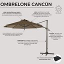 Ver imagem 4 de Ombrelone Redondo Acionamento a Manivela 275CMX365CM Cancun Marrom/Fendi