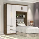 Ver imagem 1 de Guarda-Roupa Solteiro com Cabeceira 4 Portas Cancun 