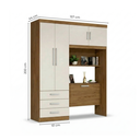 Ver imagem 3 de Guarda-Roupa Solteiro com Cabeceira e Baú 4 Portas 3 Gavetas Cancun Jequitiba/Off White