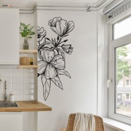 Adesivo de Parede Flor Preto Minimalista Decoração Ramos - 3