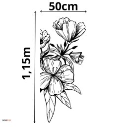 Adesivo de Parede Flor Preto Minimalista Decoração Ramos - 2