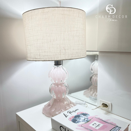 Abajur de Murano Siena Base 23cm Jade Rosa Com Cúpula - 3