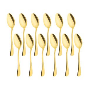 Kit com 12 Colheres de Sobremesa Elite Glamour Dourado Gourmet Mix