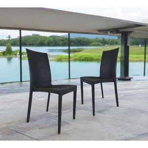 Kit 2 Cadeiras Rattan Preta em Pp para Restaurantes Sala de Jantar Cozinha Área Externa Ecomhome