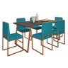 Conjunto Duas Cadeiras Sala Jantar Barcelona Base Bronze:azul Turquesa - 3