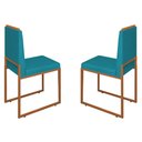 Ver imagem 1 de Conjunto Duas Cadeiras Sala Jantar Barcelona Base Bronze:azul Turquesa
