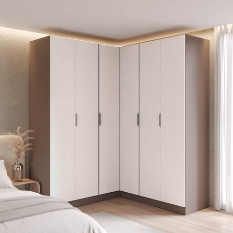Guarda-Roupa Planejado de Canto Linear 4 Peças 6 Portas CabeCasa MadeiraOriginals