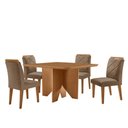 Ver imagem 2 de Mesa Evora 90 Mdf Canto Copo e com 4 Cadeiras Melissa Veludo Capuccino Naturalle