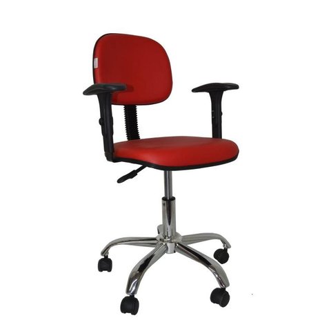 Cadeira Secretaria Bolt Cr com Braco Regulavel - Couro Sintetico Corano - Vermelho