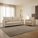 Ver imagem 1 de Kit Conjunto Sofá Living Córdoba e Uma Poltrona Tecido Linho Cru 2,20m
