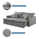 Ver imagem 3 de Sofá Cama Sem Caixa 3 Lugares Veludo Roma 1.90x1.45 Premium:Cinza