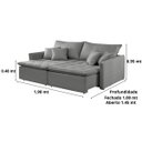 Ver imagem 2 de Sofá Cama Sem Caixa 3 Lugares Veludo Roma 1.90x1.45 Premium:Cinza