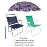 Kit Cadeira Reforçada + Cadeira Praia + Guarda Sol + Saca Areia Mor - 2