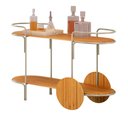 Ver imagem 2 de Carrinho Bar Órbita em Madeira Maciça Mel Estrutura em Metal Champagne