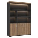 Ver imagem 1 de Estante Escritorio com LED 3 Portas Tampo Tamburato 193x136 cm Nogal Preto Artany