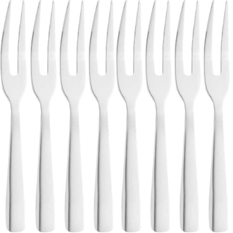 Jogo 8 Garfos para Petisco Inox Wolff 2 Dentes Aperitivos Mi