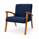 Ver imagem 5 de Kit 2 Poltronas Haley Decorativa Linho Sala Estar Área Gourmet Varanda Madeira Maciça:azul