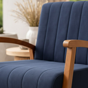 Ver imagem 2 de Kit 2 Poltronas Haley Decorativa Linho Sala Estar Área Gourmet Varanda Madeira Maciça:azul