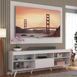 Rack Retrô com Painel TV até 65 Polegadas Miami Multimóveis MP1060 Branco - 2