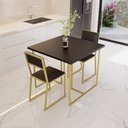 Ver imagem 1 de Conjunto Mesa de Jantar Quadrada Preta 2 Cadeiras Estofado Riviera Industrial Don Castro Preto