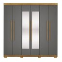 Ver imagem 2 de Guarda Roupa Casal Doral 6 Portas de Bater 2 com Espelhos 2 Gavetas Nature/chumbo G98 - Gran Belo