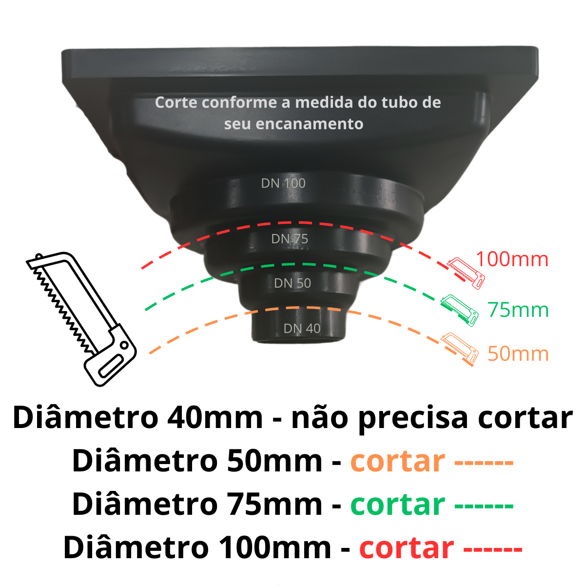 Ralo Anti Odor Inox 304 Modelo 15x15 Bolinha Tela e Coletor Preto Saída Adapt de 40mm até 100mm - 8