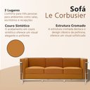 Ver imagem 3 de Sofá Le Corbusier 3 Lugares Couro Sintético Linha Premium Decorativo Sala Recepção Luxo - Caramelo