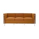 Ver imagem 2 de Sofá Le Corbusier 3 Lugares Couro Sintético Linha Premium Decorativo Sala Recepção Luxo - Caramelo