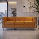 Ver imagem 1 de Sofá Le Corbusier 3 Lugares Couro Sintético Linha Premium Decorativo Sala Recepção Luxo - Caramelo