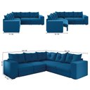 Ver imagem 3 de Sofá de Canto Retrátil 5 Lugares Veludo New Qatar Azul Selmer