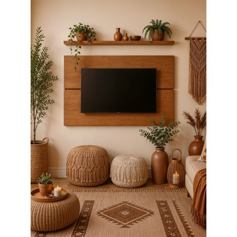 Painel para TV com Prateleira 150cm Retro MDF Freijó Dallas - On Móveis